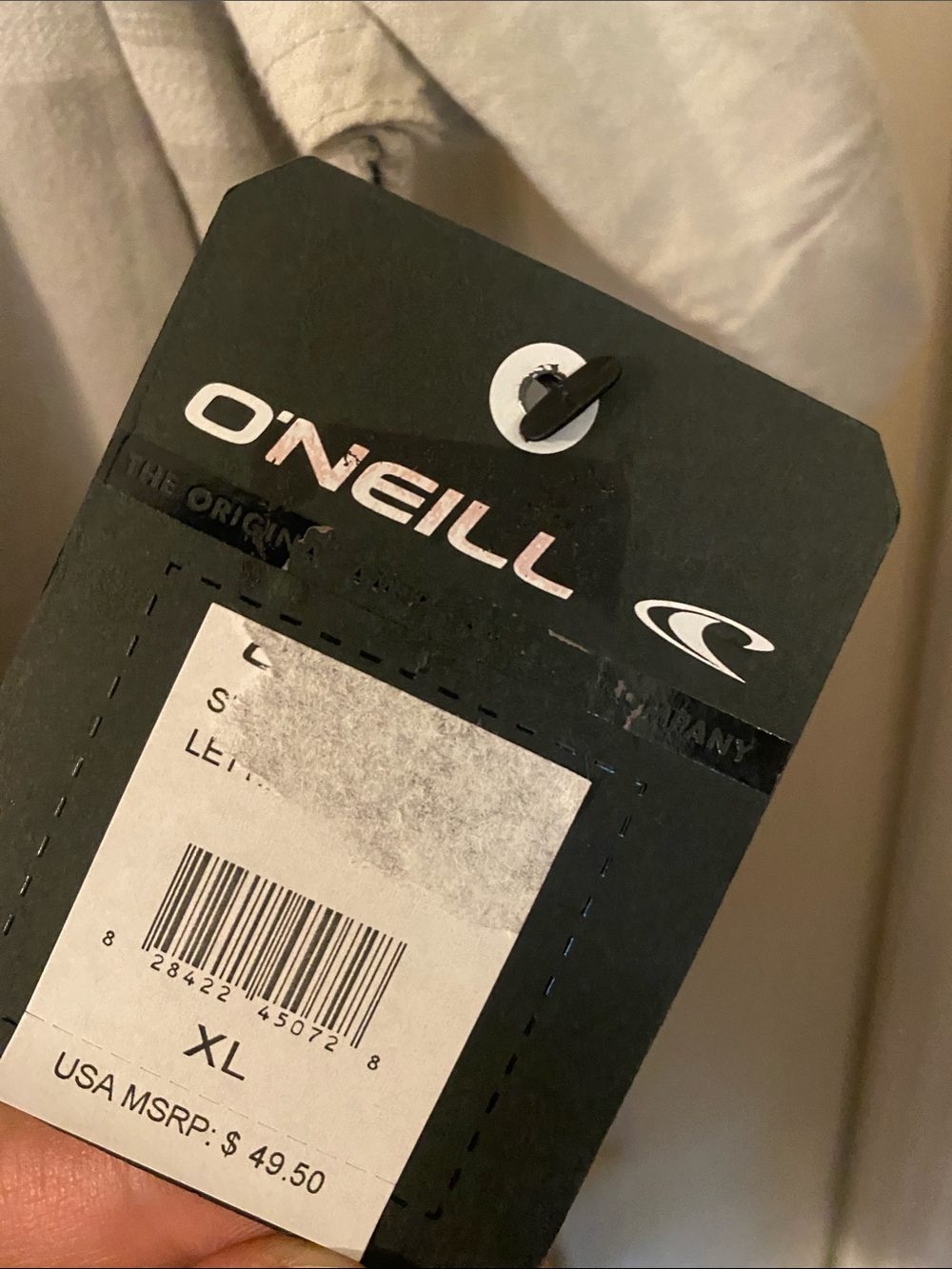 O'Neill Men's Short Sleeve Button-Up Shirt — Beige with Gray Stripes - Picture 3 of 4